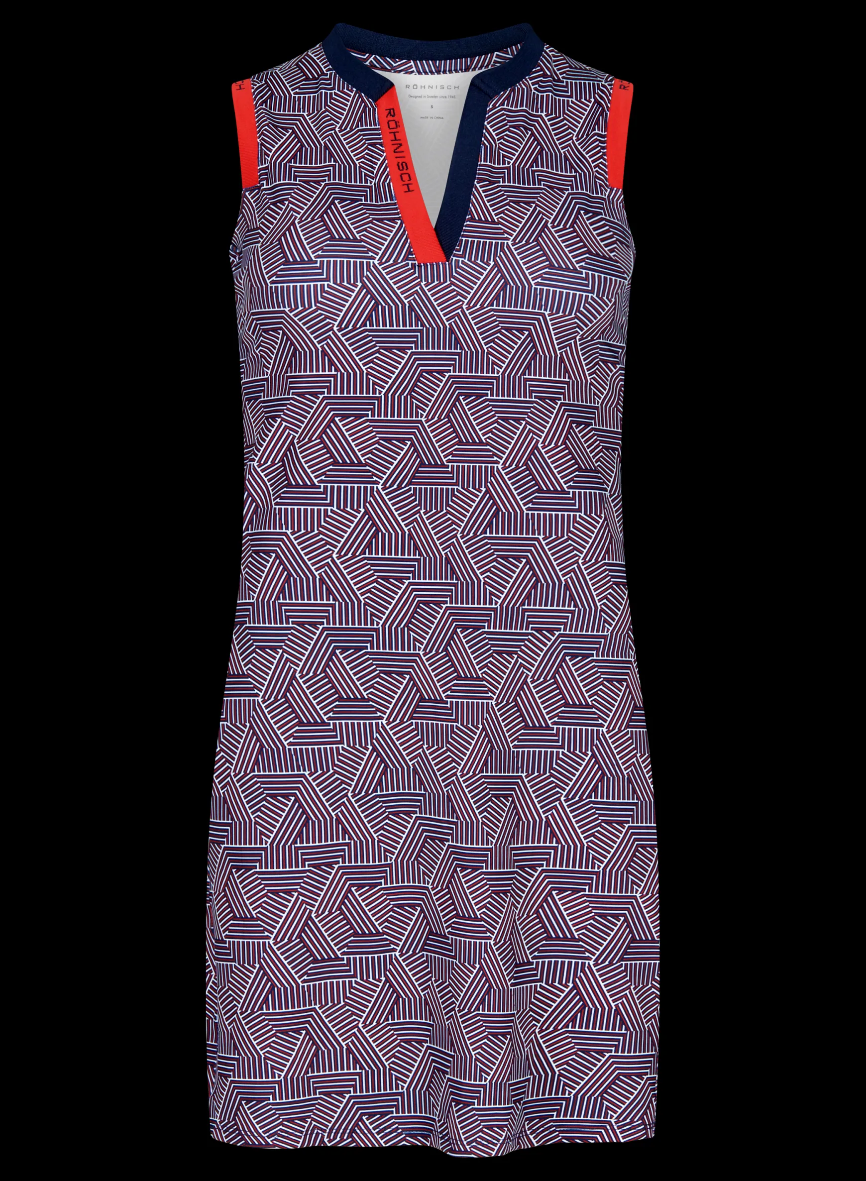 Abby Sleeveless Dress, Hexagon Red