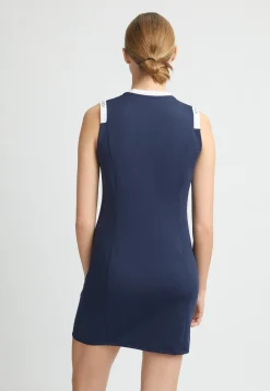 Abby Sleeveless Dress, Navy/White