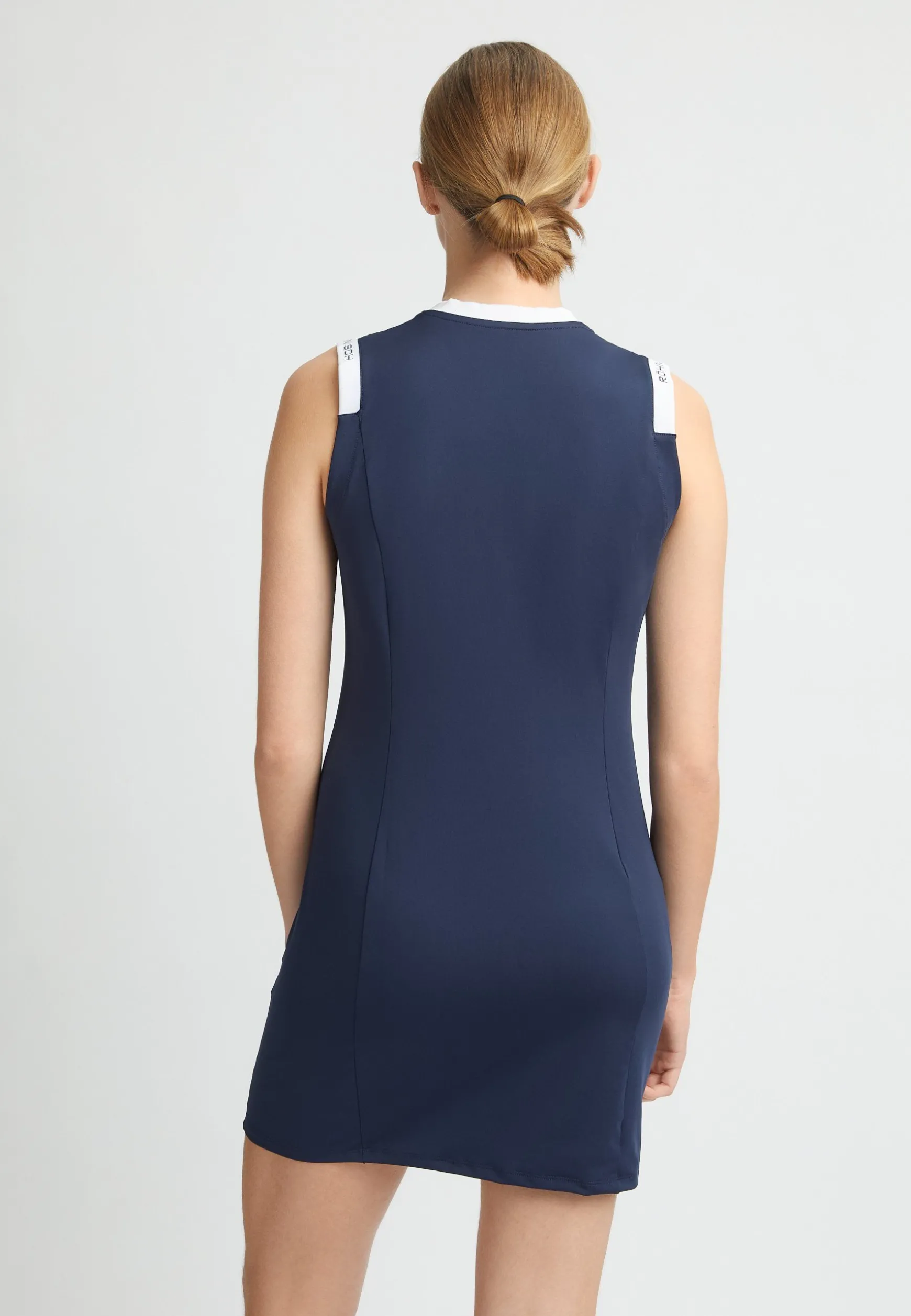 Abby Sleeveless Dress, Navy/White