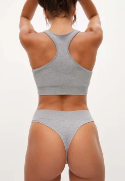 Micro Rib String, Grey Melange